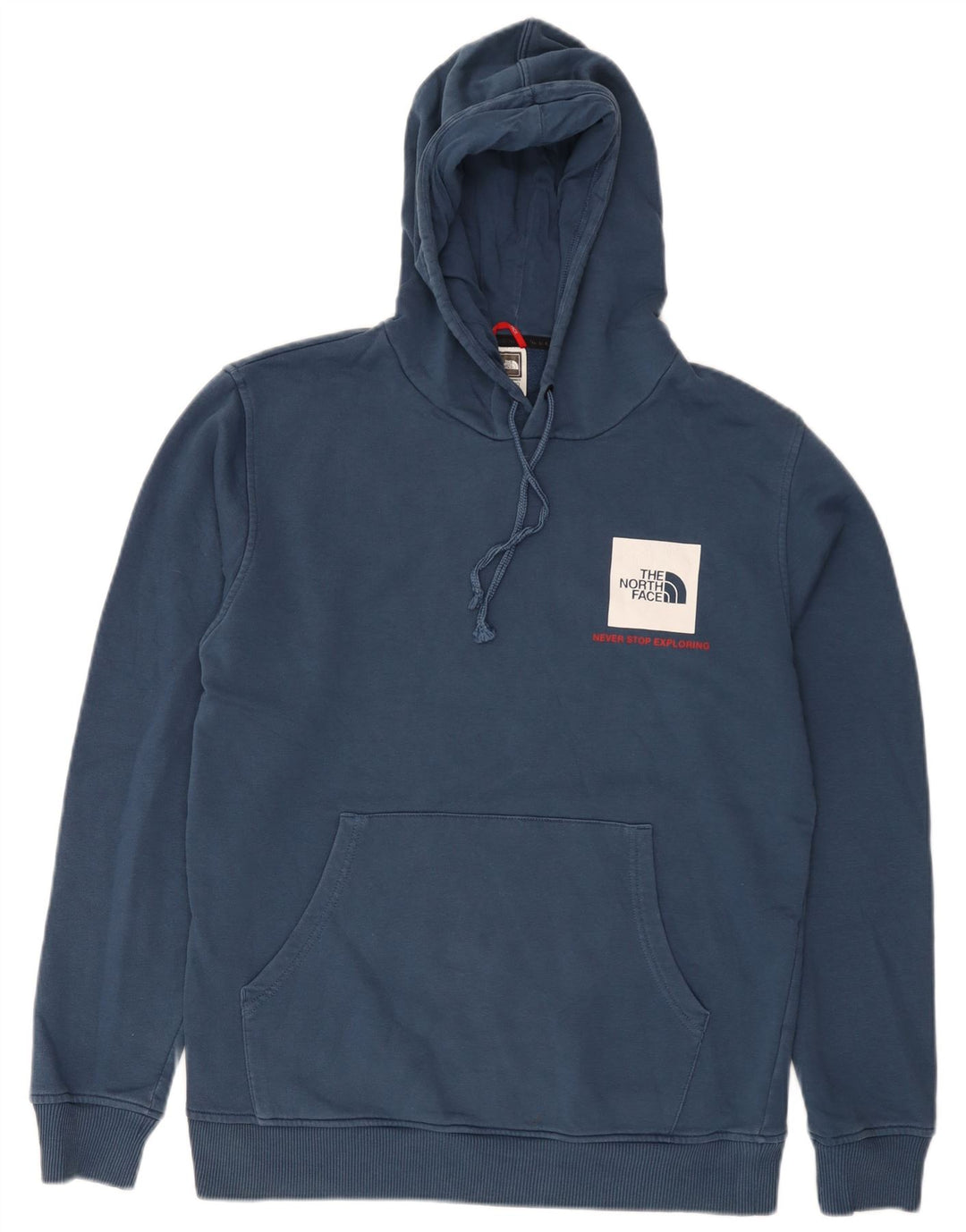The North Face Mens Graphic Hoodie Jumper Medium Blue Cotton