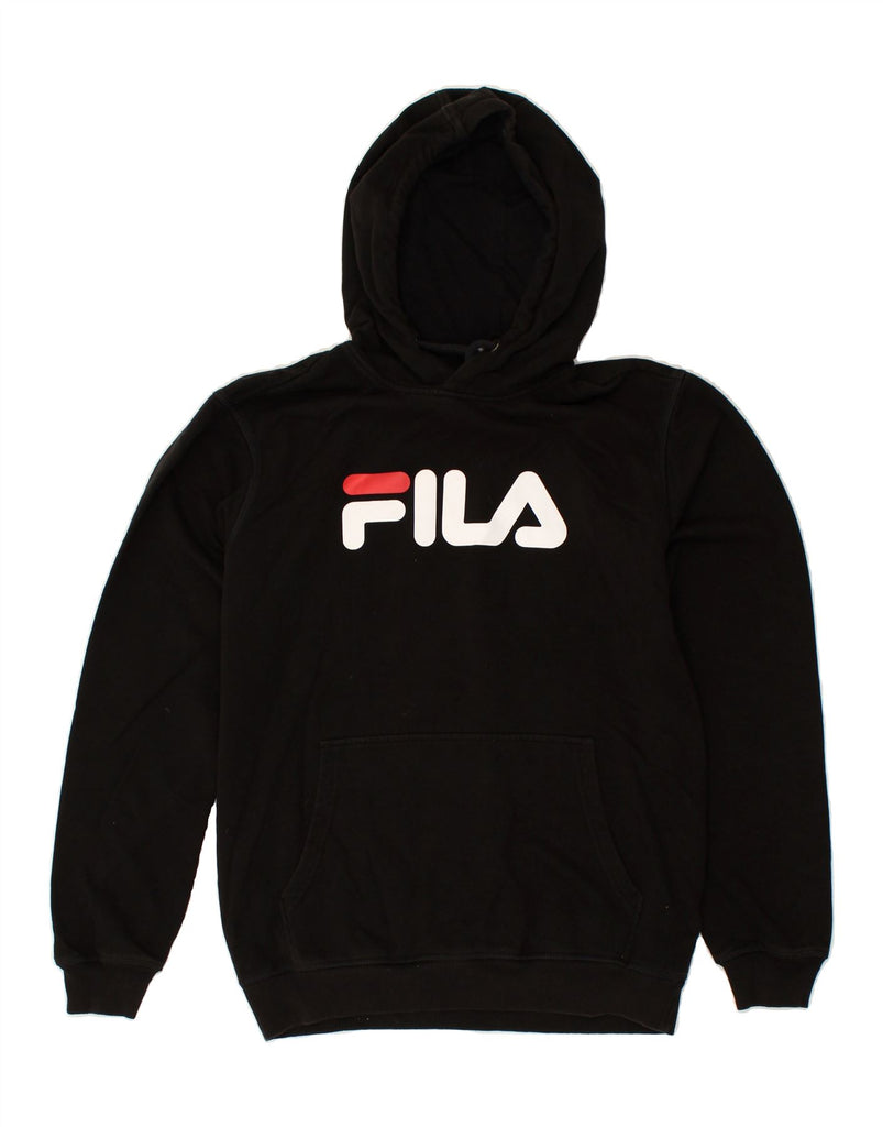 FILA Mens Graphic Hoodie Jumper Medium Black Cotton | Vintage Fila | Thrift | Second-Hand Fila | Used Clothing | Messina Hembry 