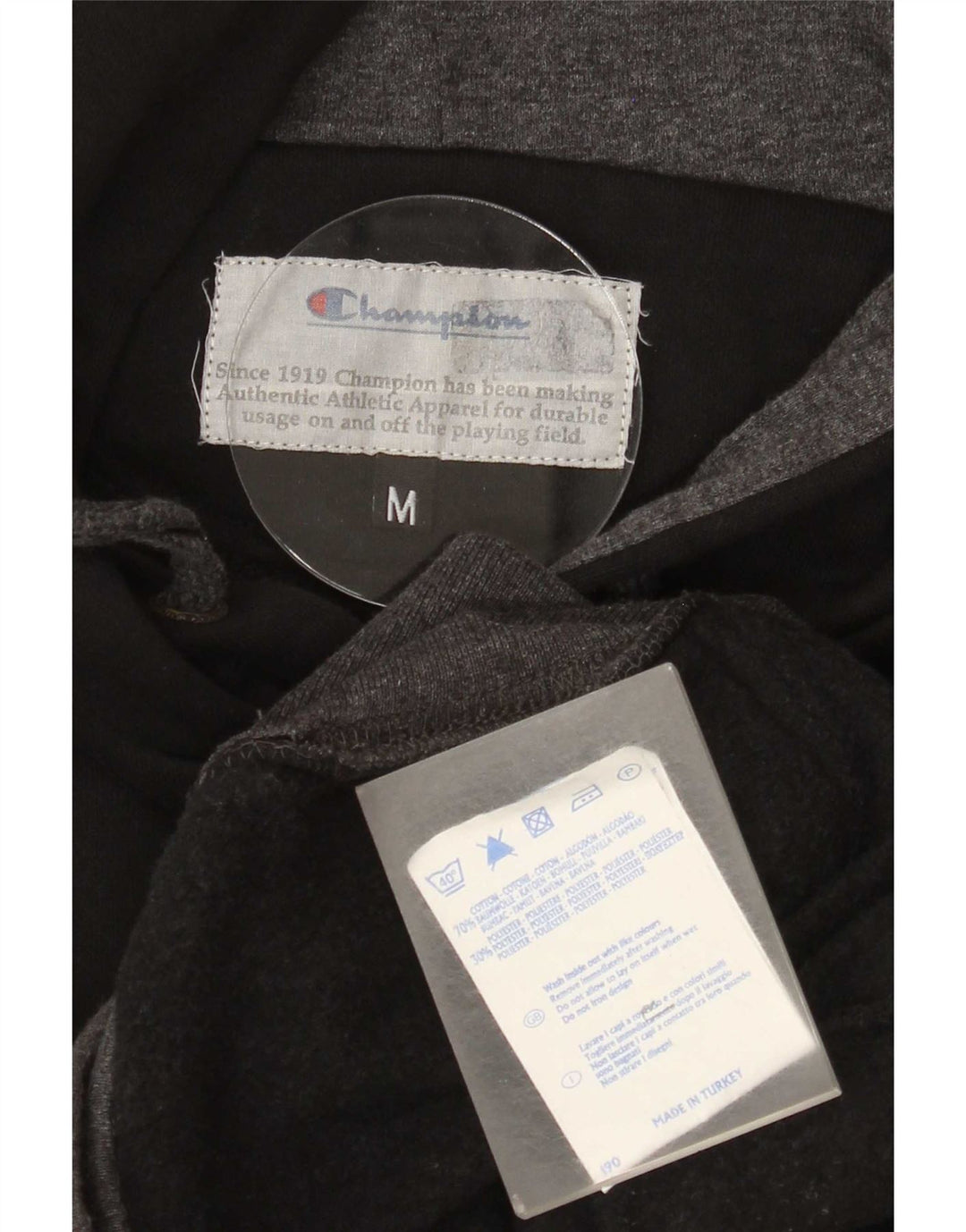 Champion Mens Zip Hoodie Sweater Medium Black Cotton