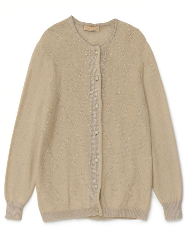 John Walker Womens Cardigan Sweater UK 18 XL Grey Argyle/Diamond Wool