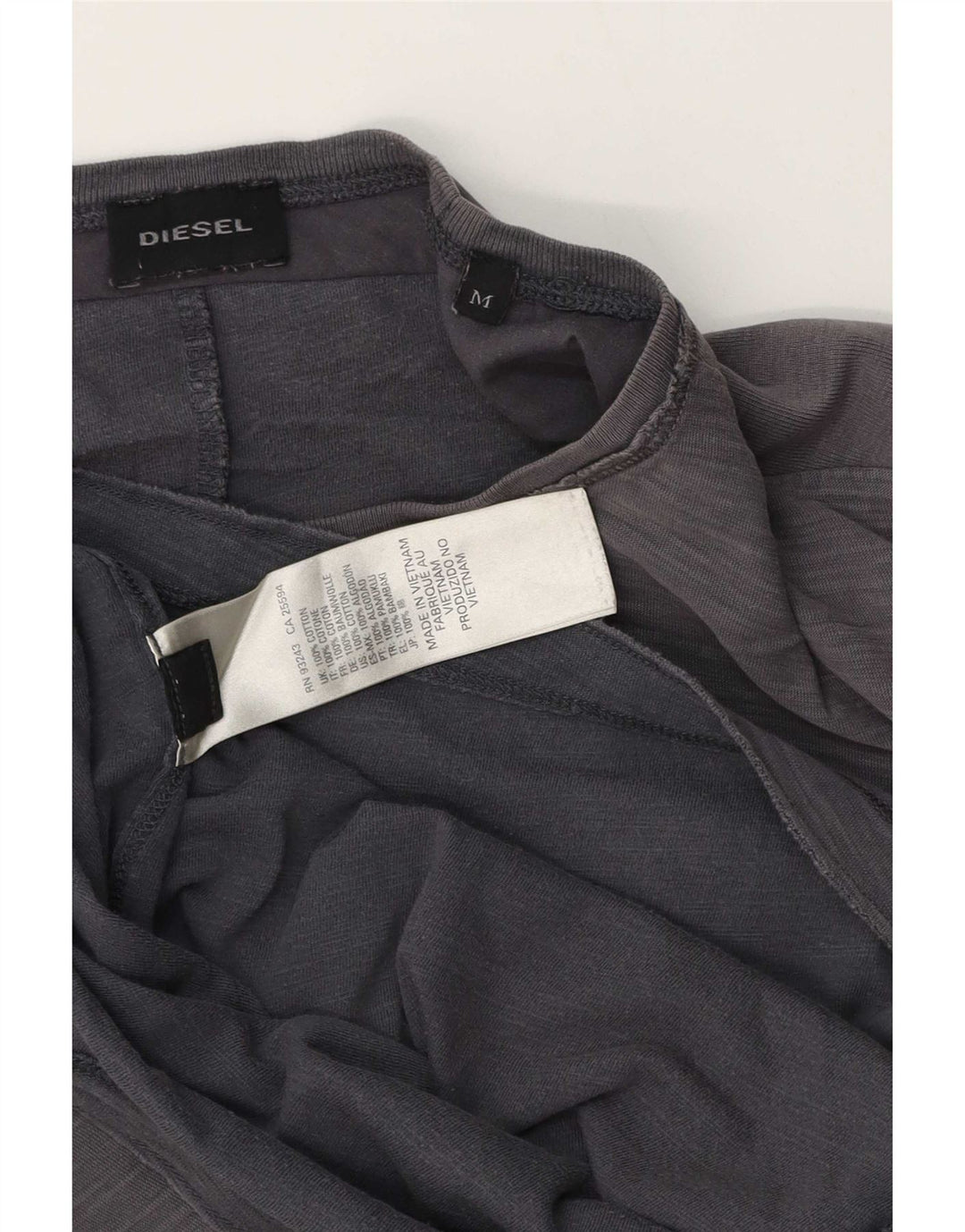 Diesel Mens T-Shirt Top Medium Grey Cotton