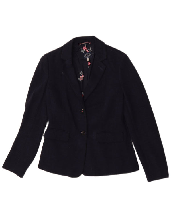 Joules Womens 2 Button Blazer Jacket UK 8 Small Navy Blue Herringbone