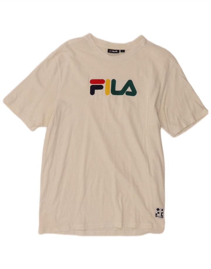 Fila Mens Graphic T-Shirt Top Large White Cotton