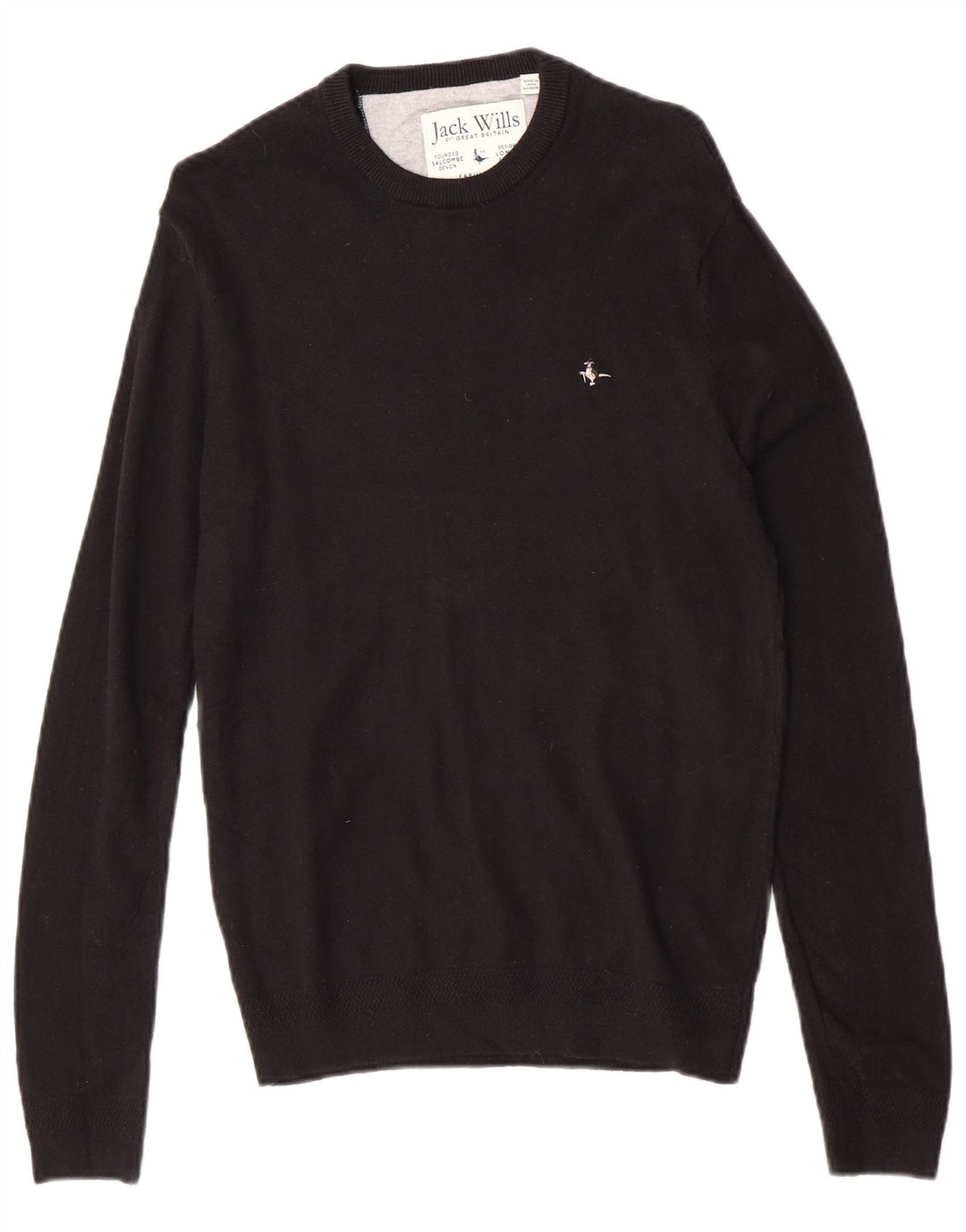 Jack Wills Mens Crew Neck Jumper Sweater Small Black Cotton