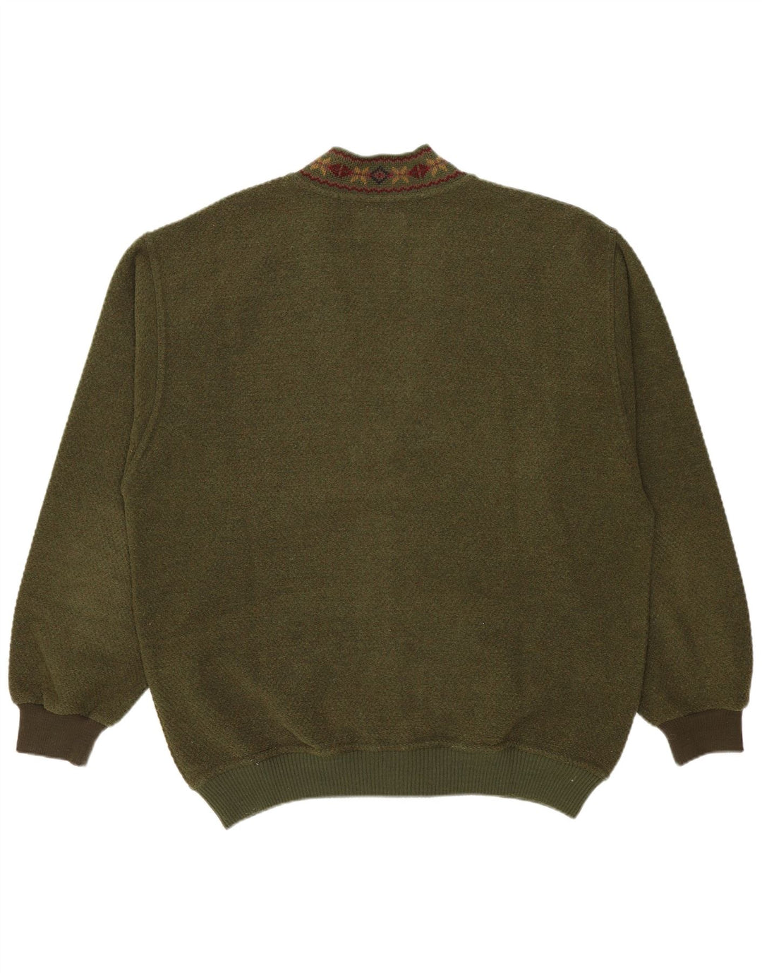 Malagrida Mens Cardigan Sweater Large Khaki Fair Isle Wool