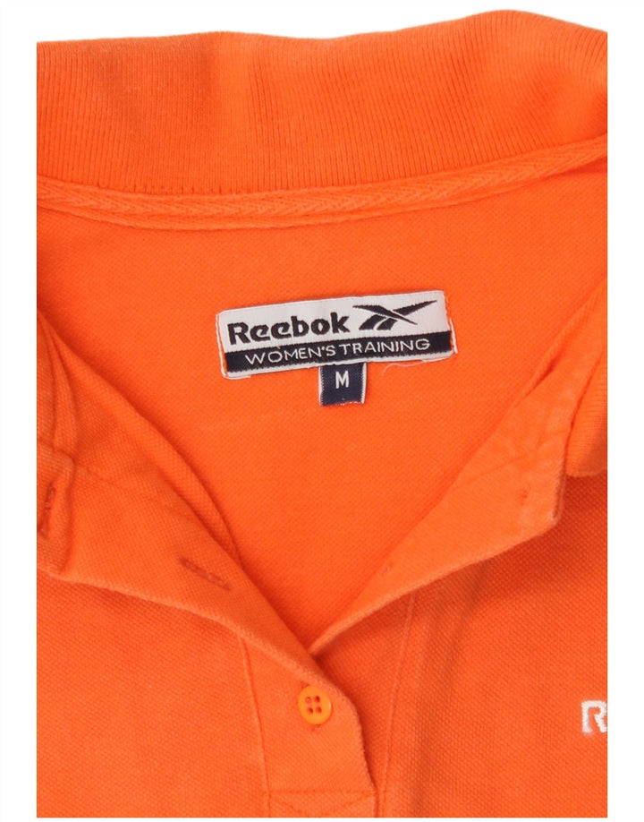 Reebok Womens Polo Shirt UK 12 Medium Orange Cotton