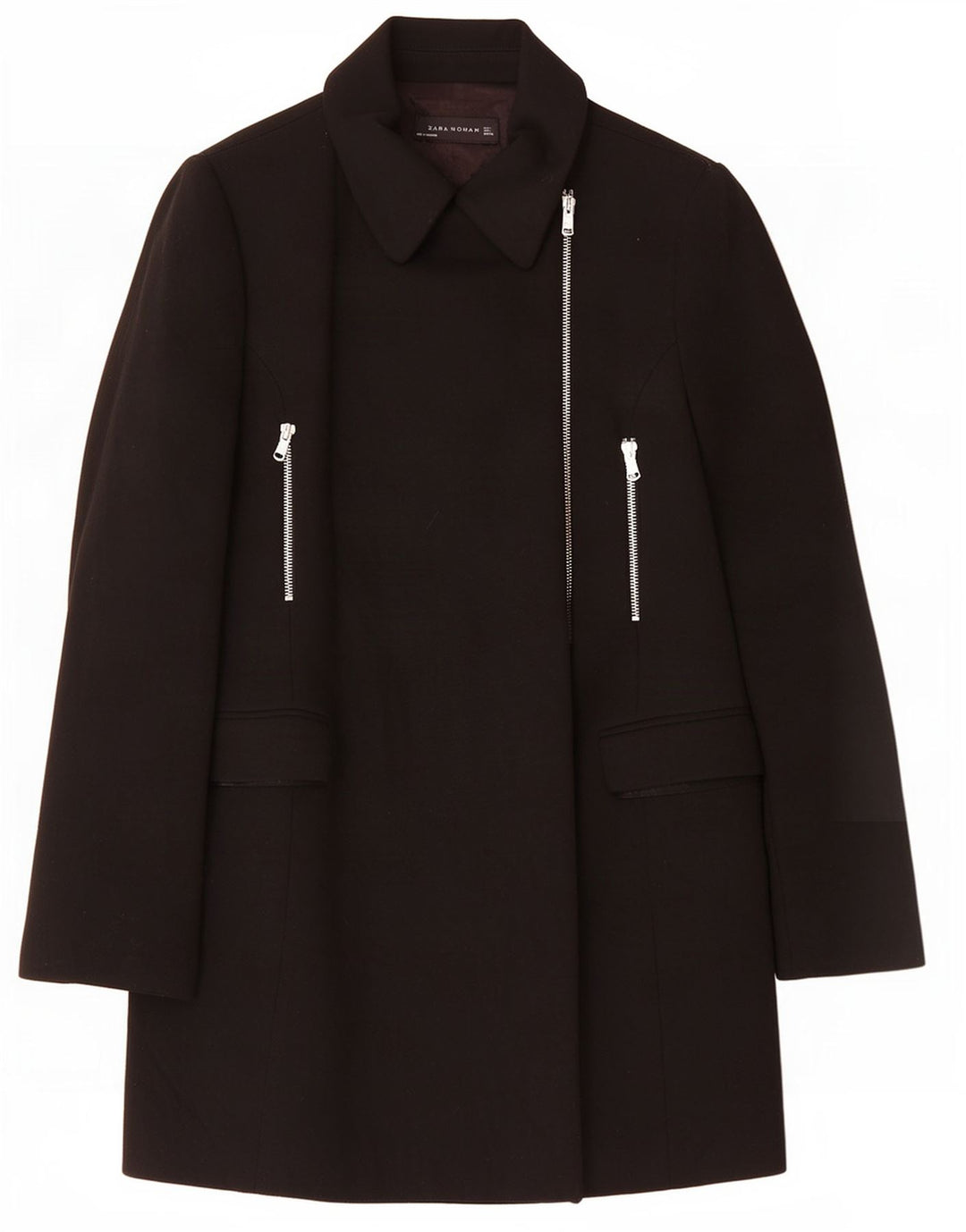 Zara Womens Overcoat UK 14 Large Black