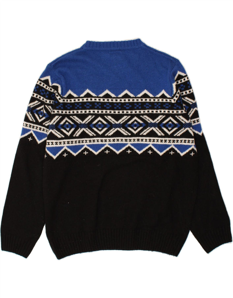 WATSONS Mens Crew Neck Jumper Sweater XL Blue Fair Isle Polyacrylic | Vintage Watsons | Thrift | Second-Hand Watsons | Used Clothing | Messina Hembry 