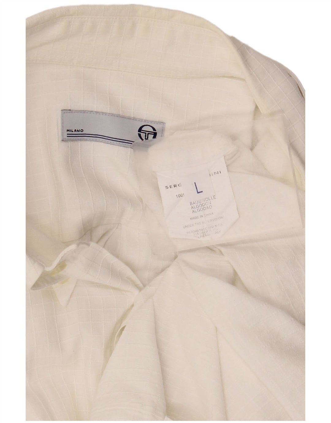 Sergio Tacchini Mens Shirt Large White Cotton Classic