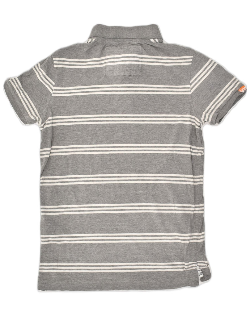 SUPERDRY Mens Polo Shirt Small Grey Striped Cotton | Vintage Superdry | Thrift | Second-Hand Superdry | Used Clothing | Messina Hembry 