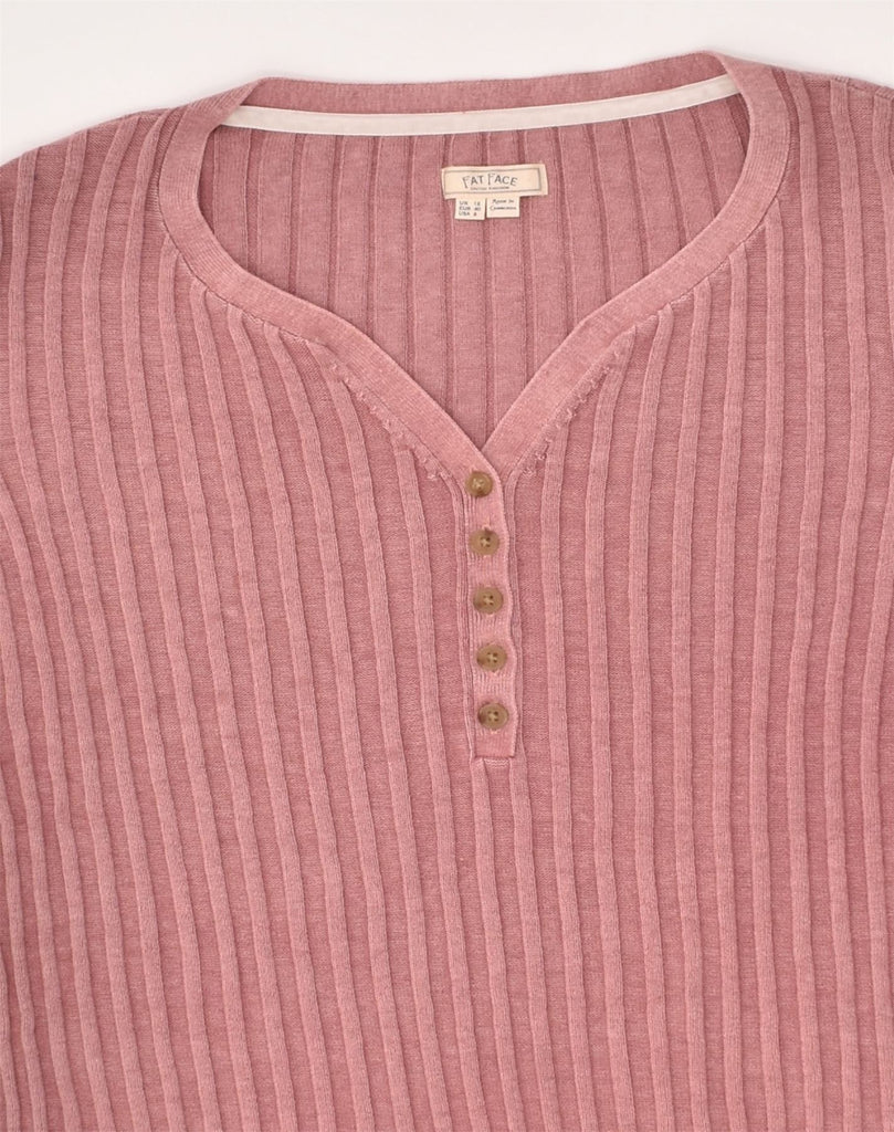 FAT FACE Womens V-Neck Jumper Sweater UK 12 Medium  Pink | Vintage Fat Face | Thrift | Second-Hand Fat Face | Used Clothing | Messina Hembry 