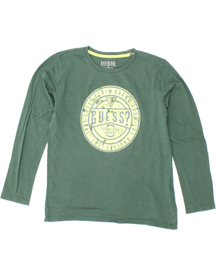 GUESS Boys Graphic Top Long Sleeve 11-12 Years Green Cotton Vintage Guess and Second-Hand Guess from Messina Hembry 