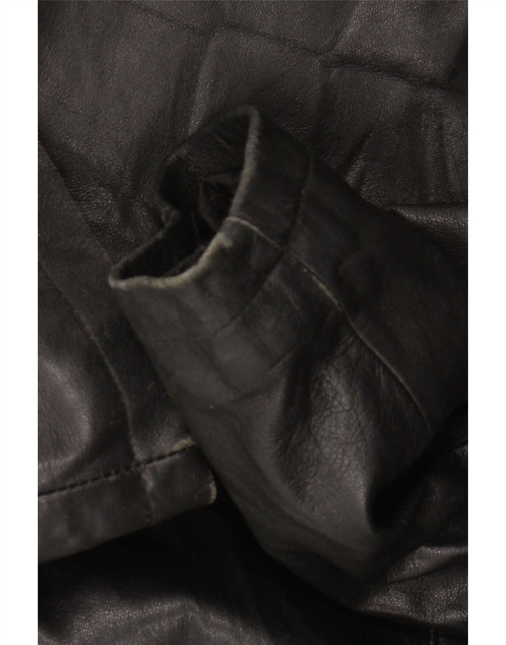 Vintage Mens Leather Coat UK 42 XL Black