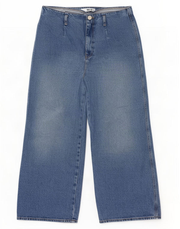 Zara Womens Crop High Waist Wide Leg Jeans EU 44 XL W34 L26 Blue