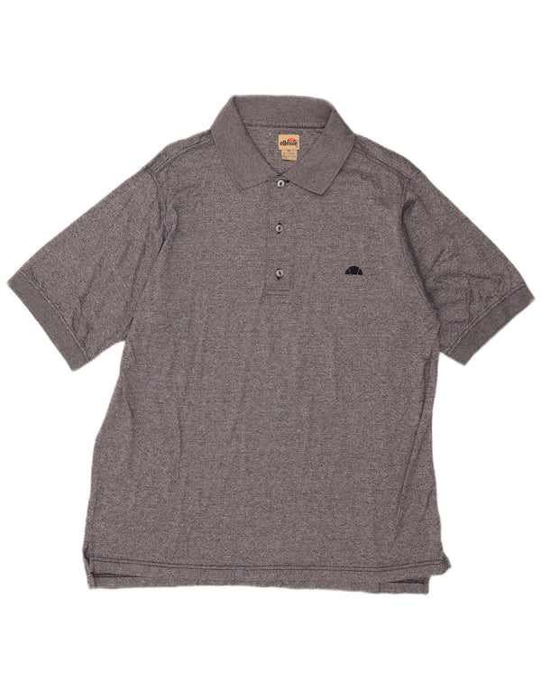 Ellesse Mens Polo Shirt Medium Navy Blue Flecked Cotton