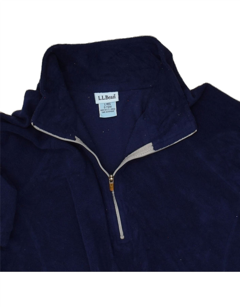 L.L.BEAN Mens Zip Neck Fleece Jumper Large Navy Blue Polyester | Vintage L.L.Bean | Thrift | Second-Hand L.L.Bean | Used Clothing | Messina Hembry 