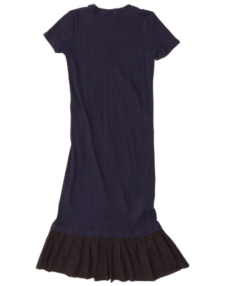 Zara Womens Maxi Dress UK 12 Medium Navy Blue Cotton