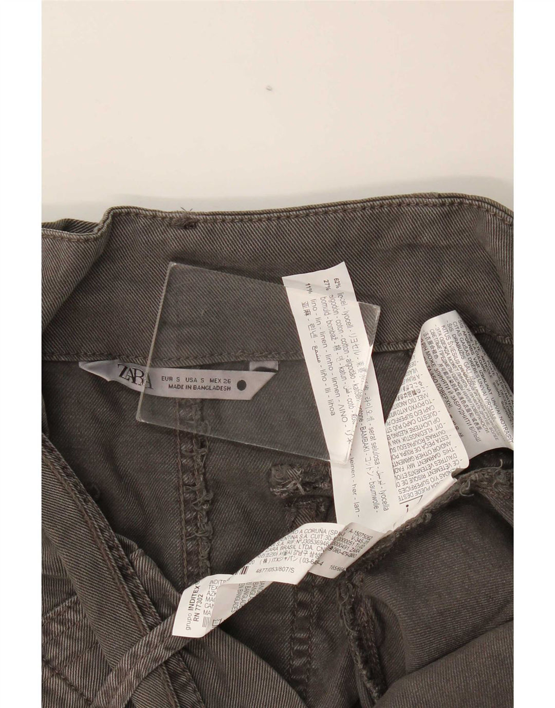 Zara Womens Straight Chino Trousers Small W26 L26 Grey Lyocell