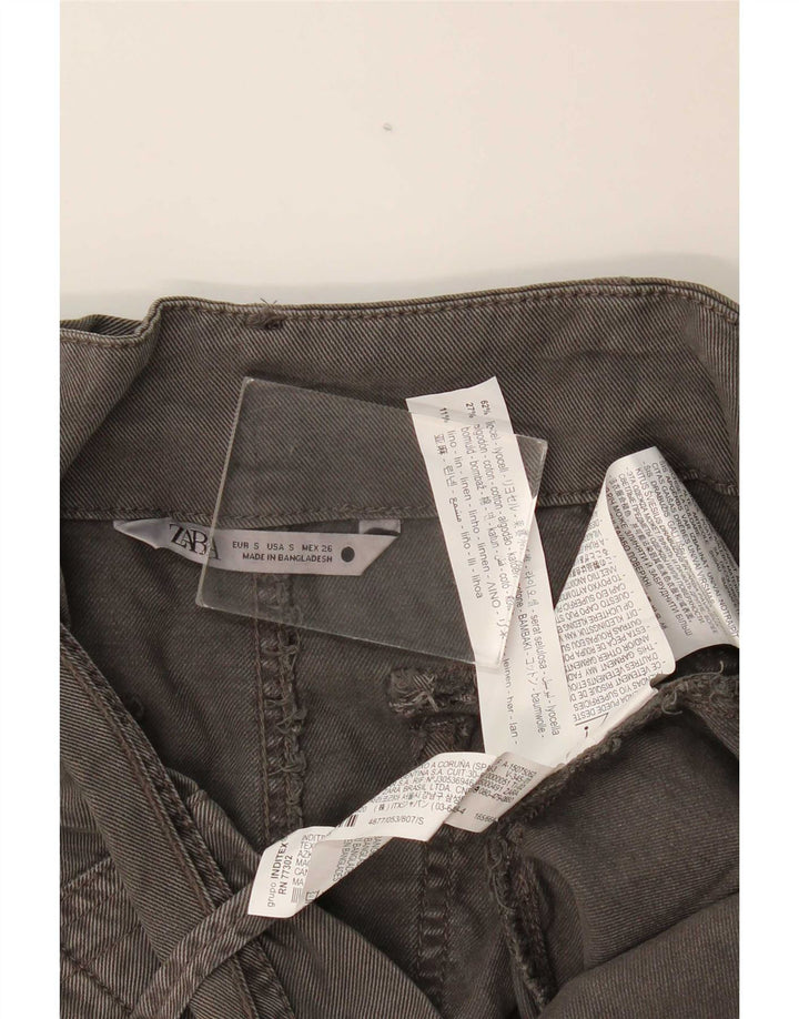 Zara Womens Straight Chino Trousers Small W26 L26 Grey Lyocell