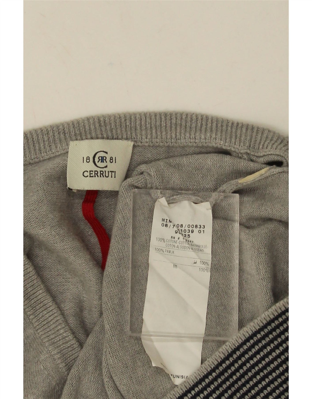 Cerruti 1881 Mens Graphic V-Neck Jumper Sweater Medium Grey Colourblock
