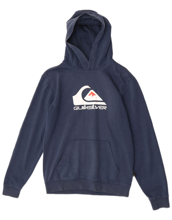 Quiksilver Boys Graphic Hoodie Jumper 15-16 Years XL Navy Blue Cotton
