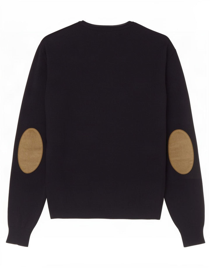 Massimo Dutti Womens Crew Neck Jumper Sweater Medium Navy Blue Cotton