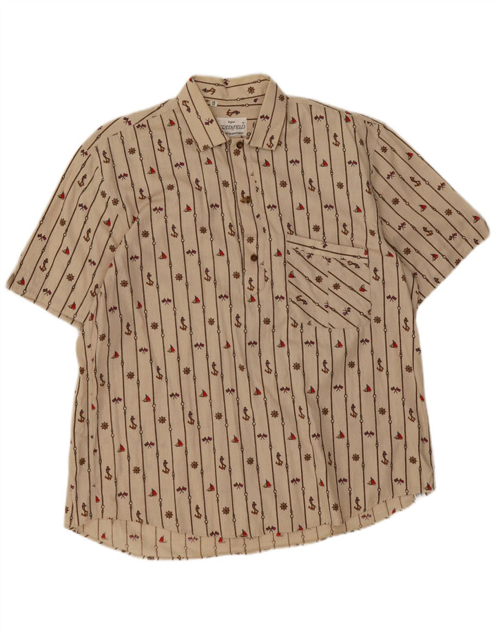 Greenfield Mens Abstract Pattern Pullover Shirt Size 41 16 Large Beige