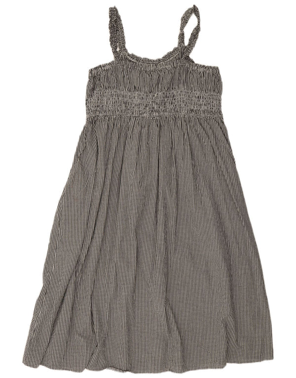 Next Womens Sleeveless A-Line Dress UK 22 3XL Black Gingham Cotton