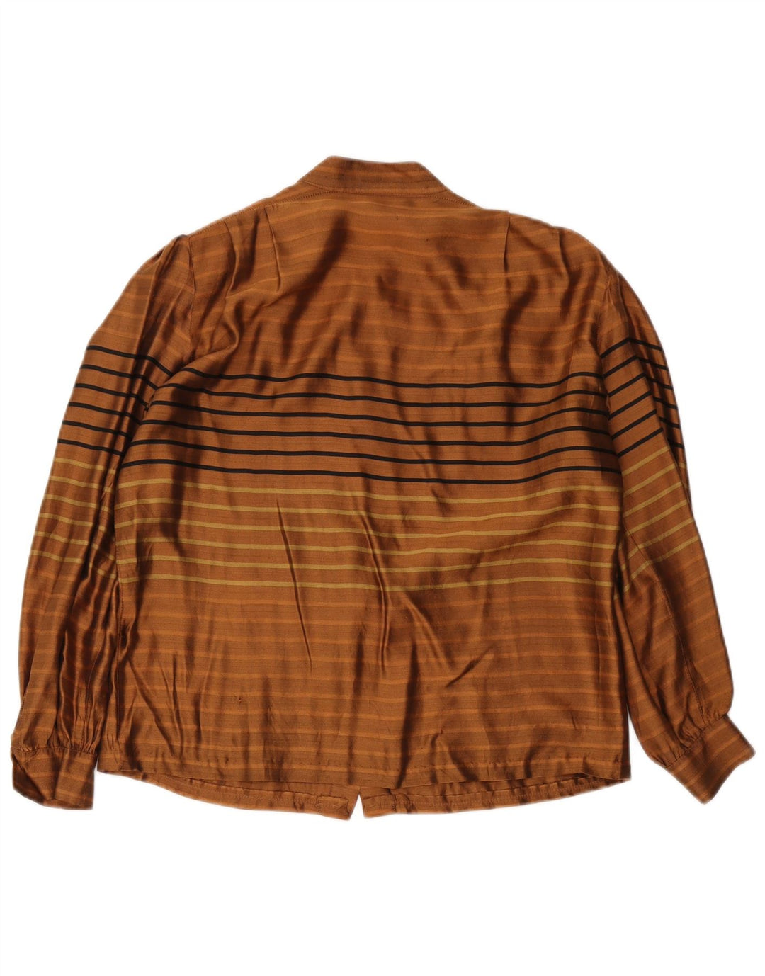 Vintage Womens Shirt Blouse UK 14 Large Brown Striped