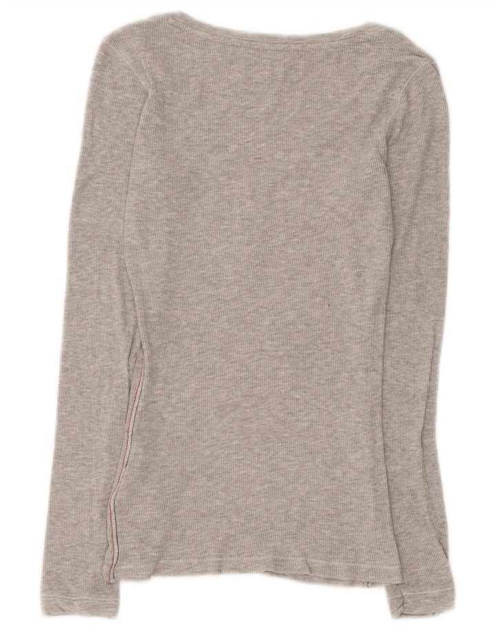 Tommy Hilfiger Womens Top Long Sleeve UK 8 Small Grey Viscose