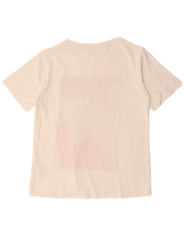 Elisabetta Franchi Womens Graphic T-Shirt Top UK 12 Medium White Cotton