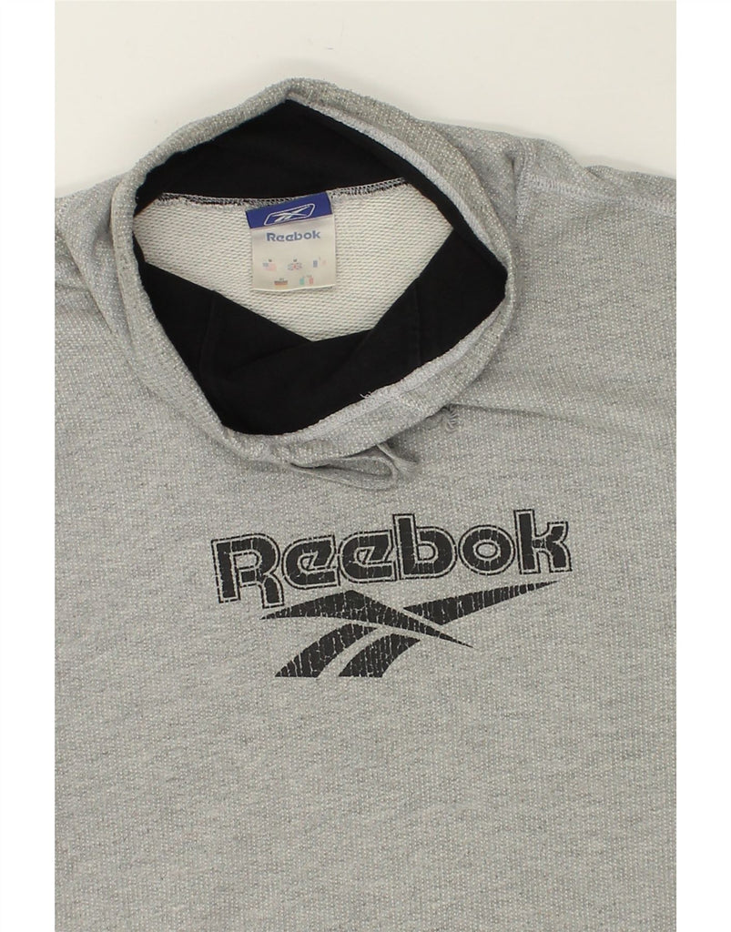 REEBOK Mens Graphic Sweatshirt Jumper Medium Grey Cotton | Vintage Reebok | Thrift | Second-Hand Reebok | Used Clothing | Messina Hembry 