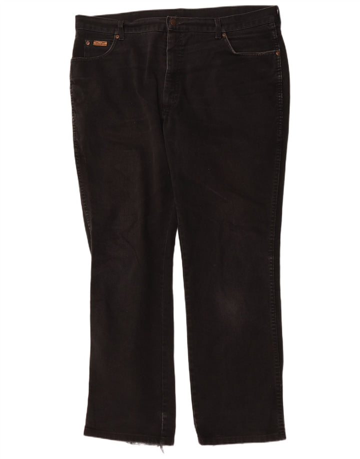Wrangler Mens Texas Straight Jeans W42 L34 Black Cotton