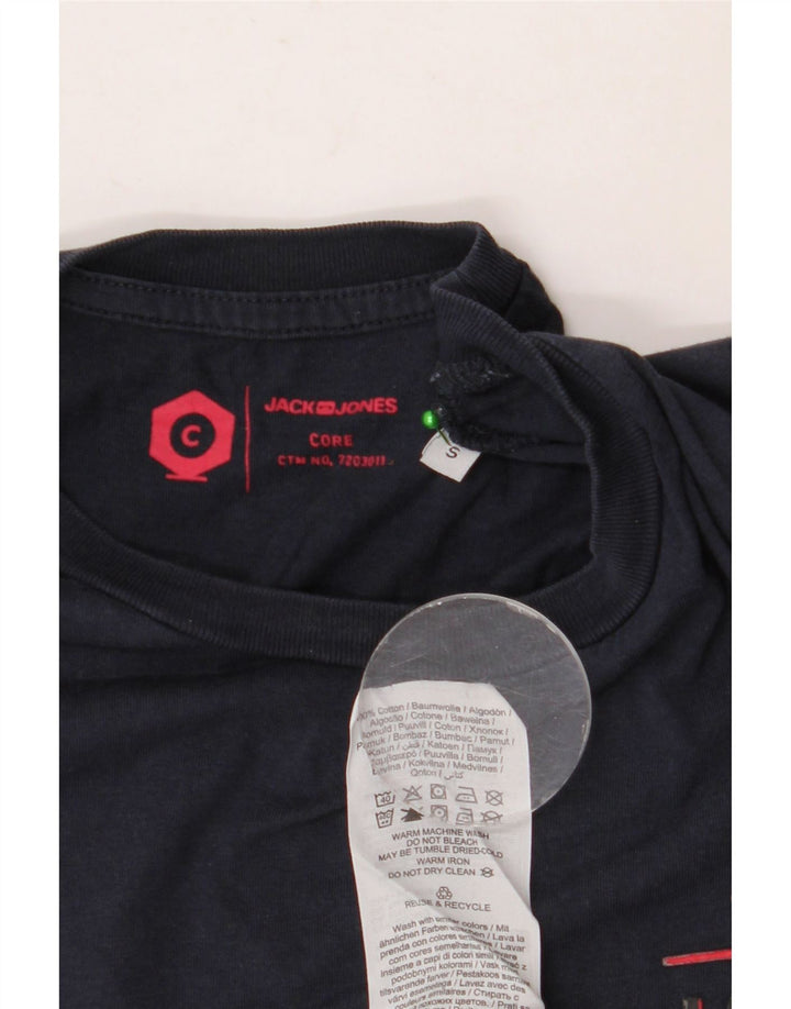 JACK & JONES Mens Graphic T-Shirt Top Small Navy Blue Cotton