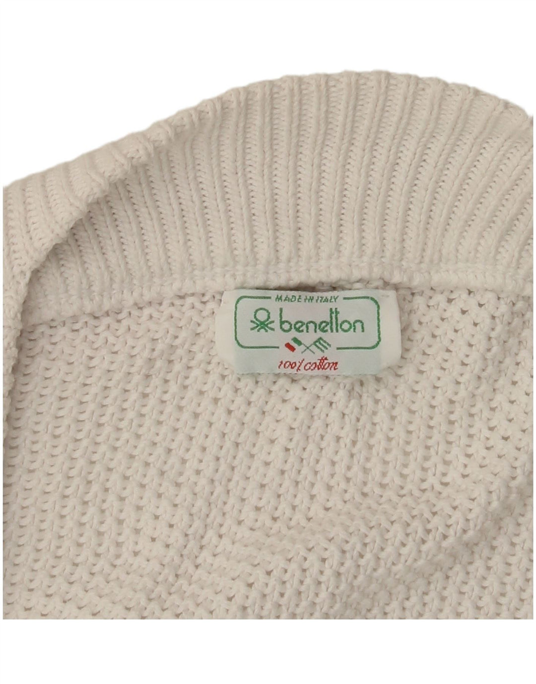BENETTON Womens Cardigan Sweater UK 10 Small White Cotton