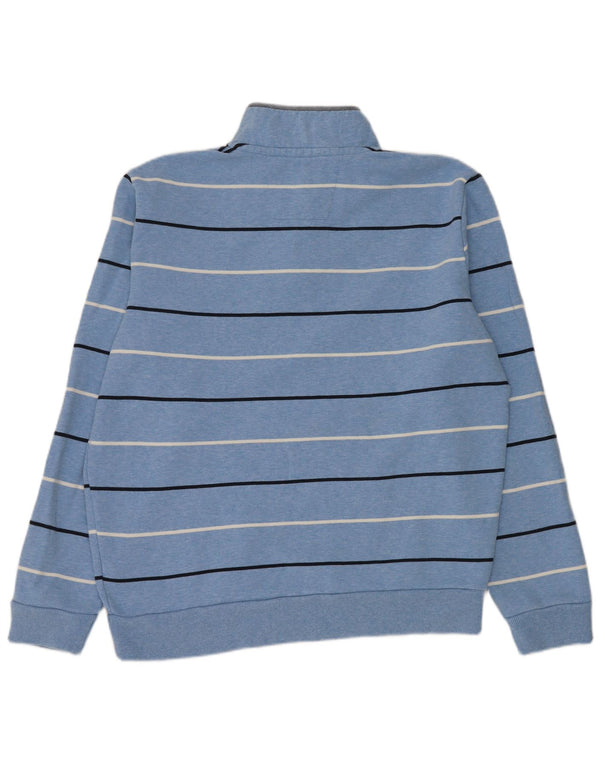 CREW CLOTHING Mens Zip Neck Sweatshirt Jumper XL Blue Striped Cotton