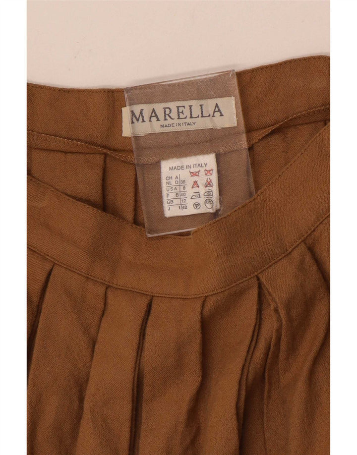 Marella Womens High Waist Flared Skirt UK 12 Medium W26 Brown