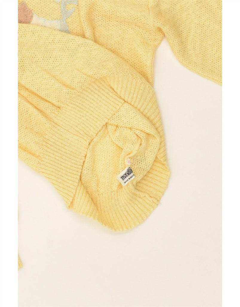 MASELLI Womens Graphic Crew Neck Jumper Sweater EU 38 Medium Yellow | Vintage Maselli | Thrift | Second-Hand Maselli | Used Clothing | Messina Hembry 