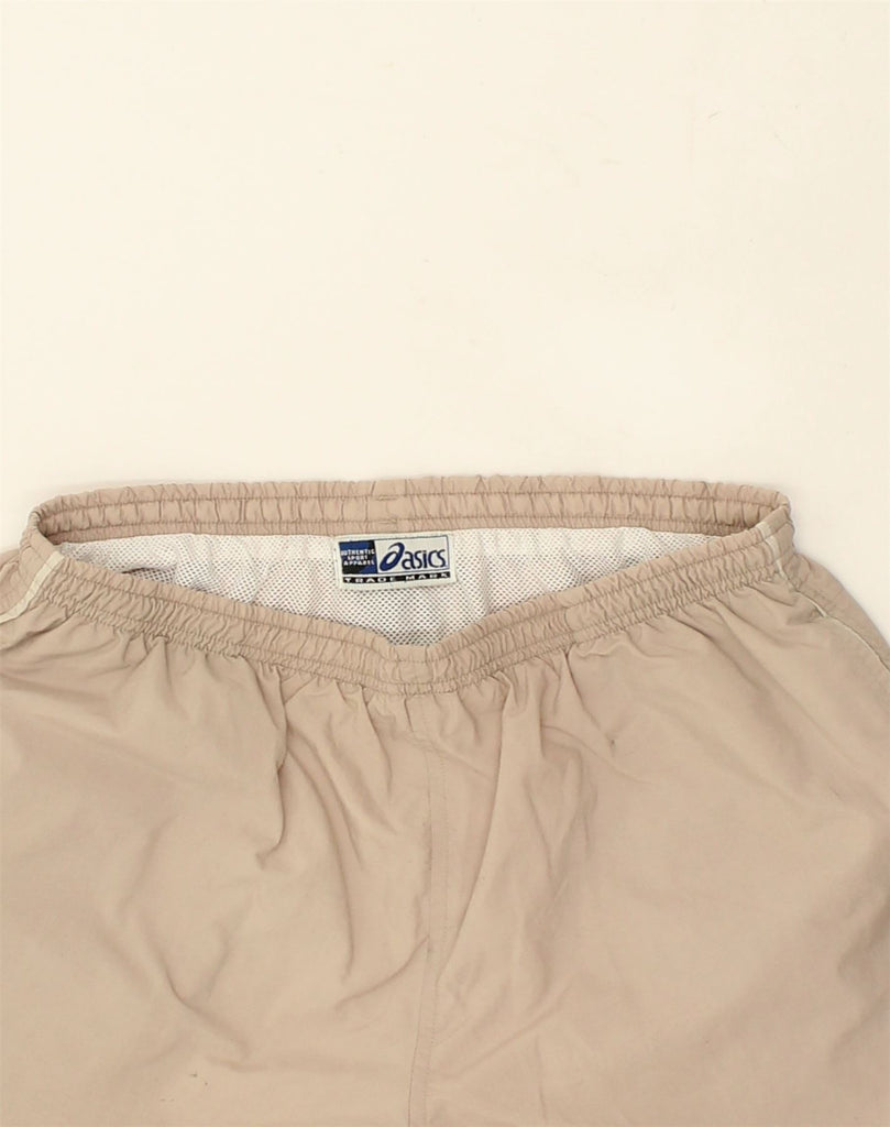 ASICS Womens Graphic Sport Shorts Small Beige Nylon | Vintage Asics | Thrift | Second-Hand Asics | Used Clothing | Messina Hembry 