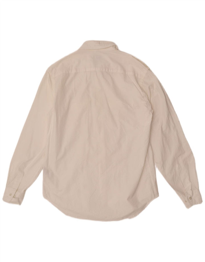 Henry Cottons Mens Military Shirt Size 41 Medium White Cotton