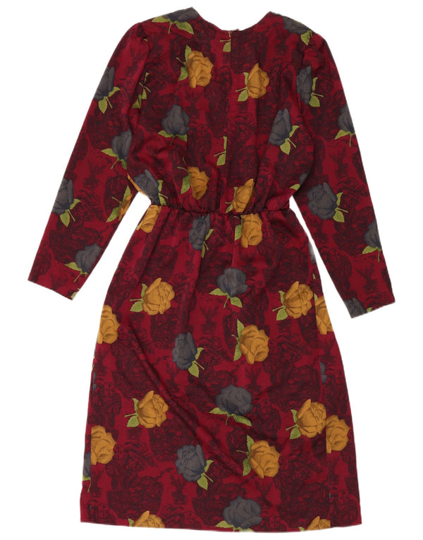 Vintage Womens Long Sleeve A-Line Dress UK 16 Large Multicoloured Floral