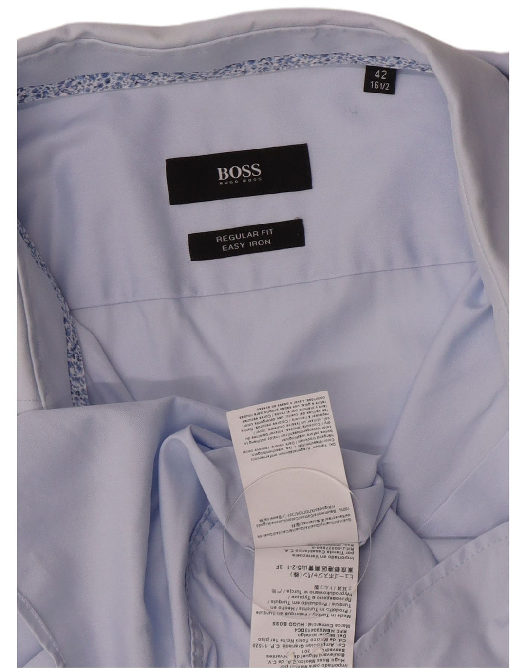 Hugo Boss Mens Regular Fit Shirt Size 42 16 1/2 Large Blue Cotton