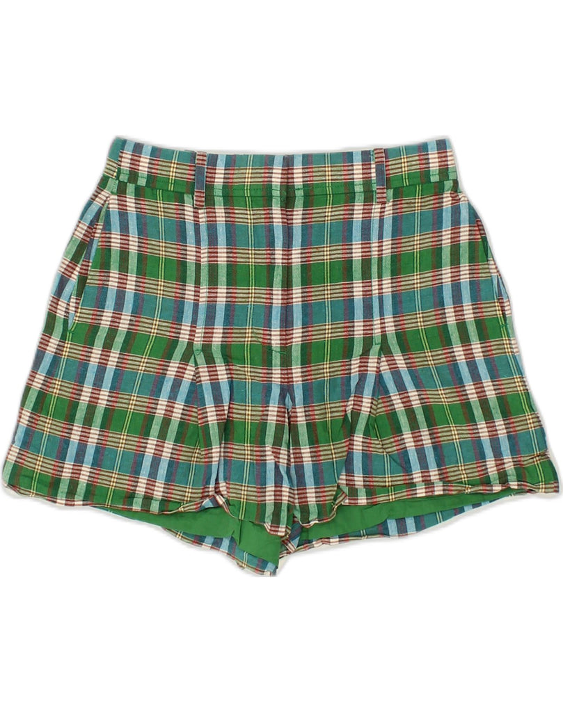 J. CREW Womens Casual Shorts US 0 XS W26 Green Check Cotton | Vintage J. Crew | Thrift | Second-Hand J. Crew | Used Clothing | Messina Hembry 