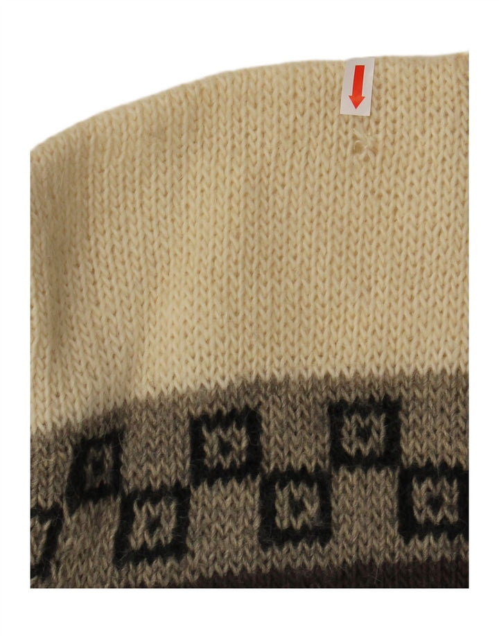 VINTAGE Mens Crew Neck Jumper Sweater XL Brown Geometric
