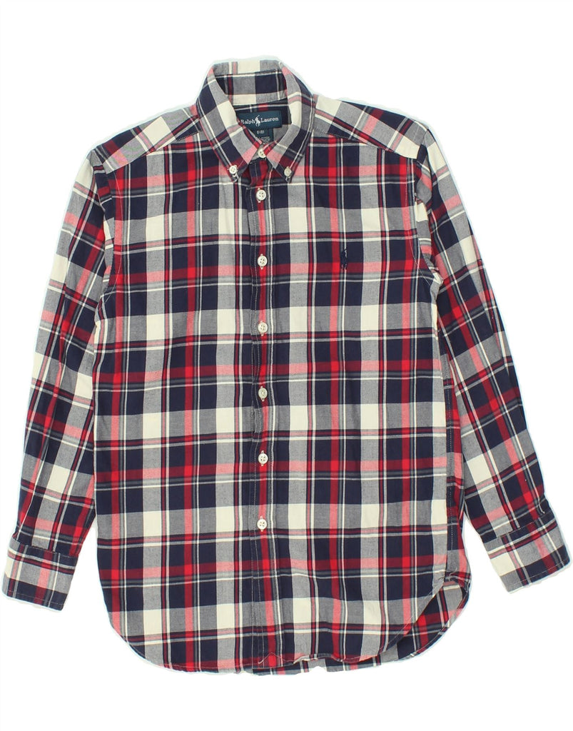 RALPH LAUREN Boys Shirt 7-8 Years Small  Navy Blue Check Cotton Vintage Ralph Lauren and Second-Hand Ralph Lauren from Messina Hembry 