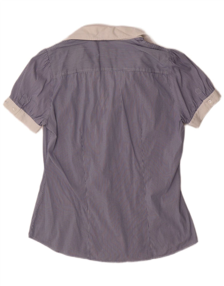 PAUL & SHARK Womens Yachting Pullover Shirt IT 42 Medium Blue Pinstripe
