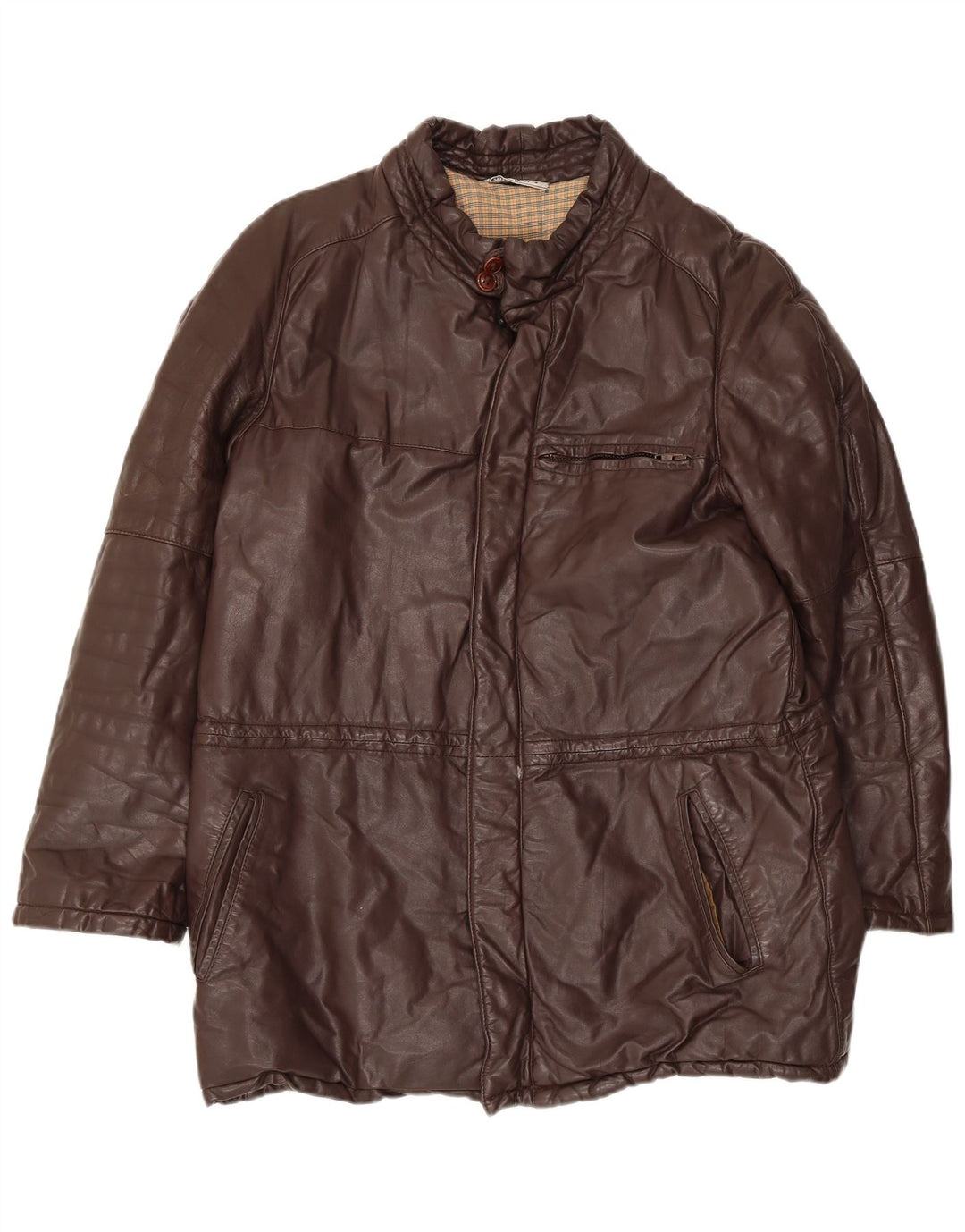 Monpel Mens Leather Jacket IT 48 Medium Brown Leather