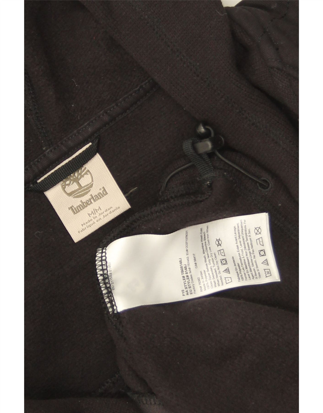 Timberland Mens Zip Hoodie Sweater Medium Black Polyester