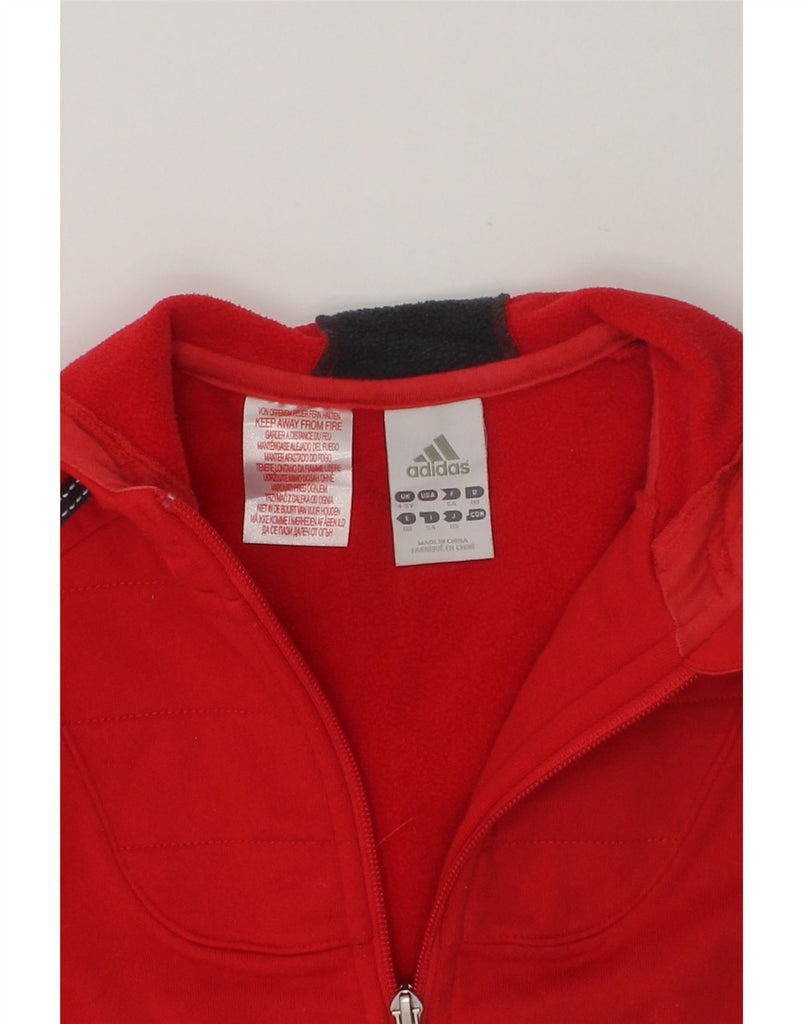 ADIDAS Boys Zip Hoodie Sweater 4-5 Years Red Colourblock Polyester | Vintage Adidas | Thrift | Second-Hand Adidas | Used Clothing | Messina Hembry 