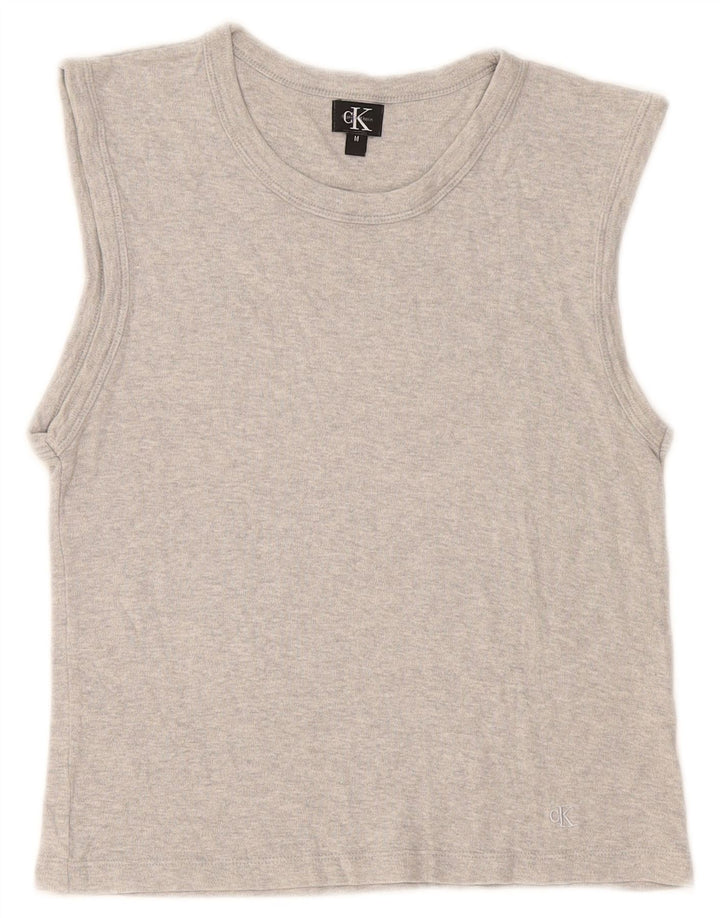 Calvin Klein Womens Vest Top UK 12 Medium Grey